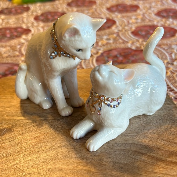 Lenox Other - 🩷HOST PICK🩷Lenox Awake To A Kiss Kitty Cat Jeweled Set of 2 Cats Fine China